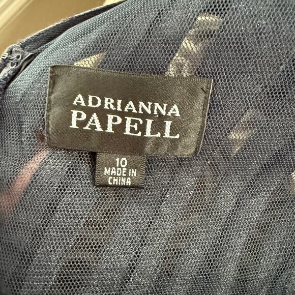 Adrianna Papell Tiered Petal Layered Sheath Party Dress Shiny Blue Size 10 - Picture 4 of 5